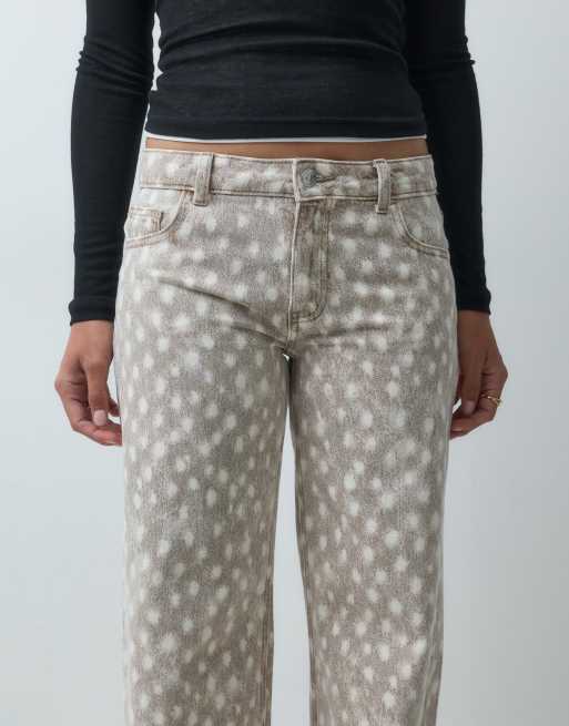 Mango Teen straight jean in beige deer print, 4 of 5