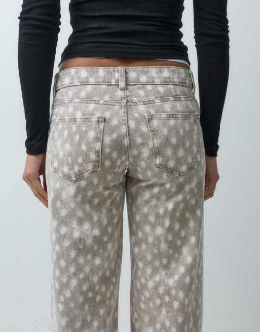 Mango Teen straight jean in beige deer print, 5 of 5