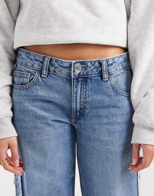 Mango Teen straight jean with frayed trim in light blue, 4 of 5