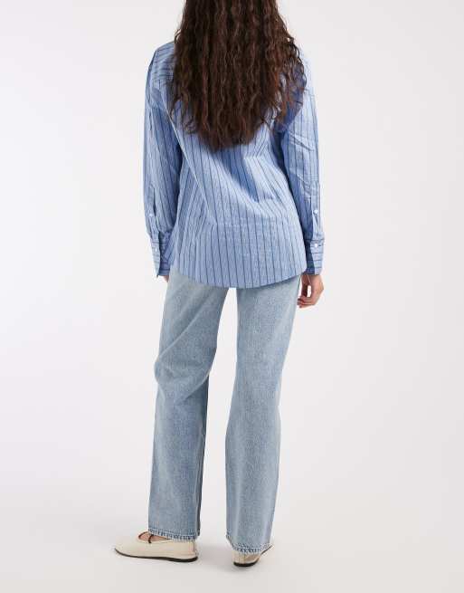 Mango Teen straight jean with stud detail in light blue, 3 of 5