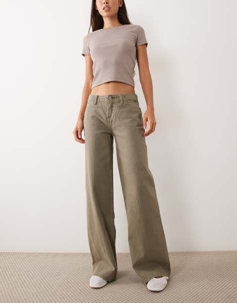 Mango Teen Straight-Jeans in Khaki - view 1