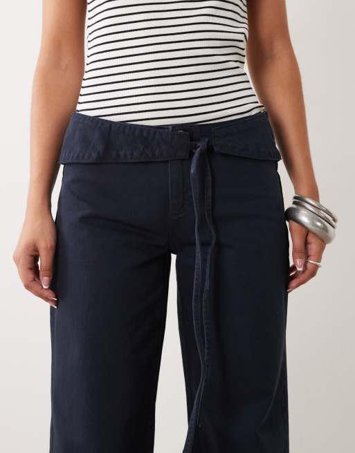 Mango Teen Straight-Jeans mit Bindegürtel in Indigo, 4 von 5