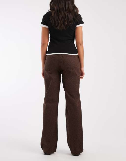 Mango Teen straight leg jean in brown faded animal print , 3 of 5