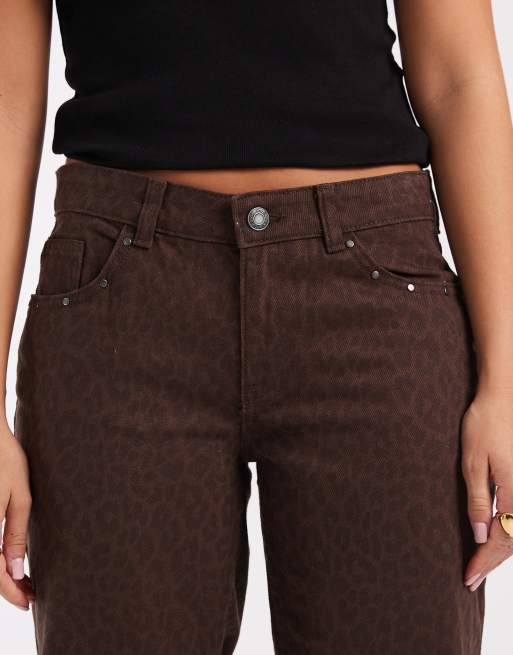 Mango Teen straight leg jean in brown faded animal print , 4 of 5
