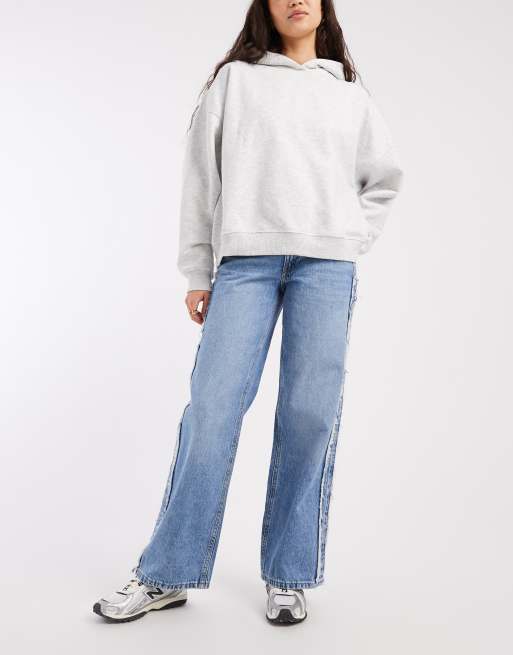 Mango Teen straight leg jeans with frayed trim in light blue, 2 of 5