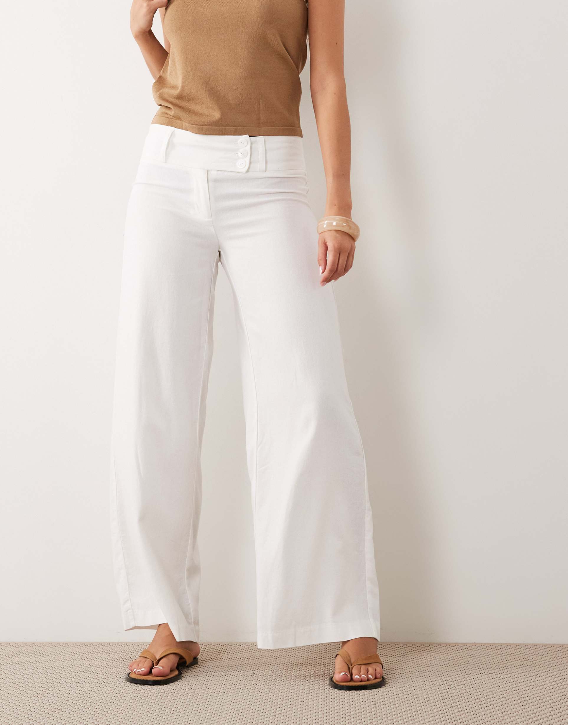 mango teen straight pants in white