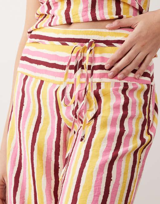 Mango Teen straight pants with tie waist in yellow stripes - part of a set, 3 of 5