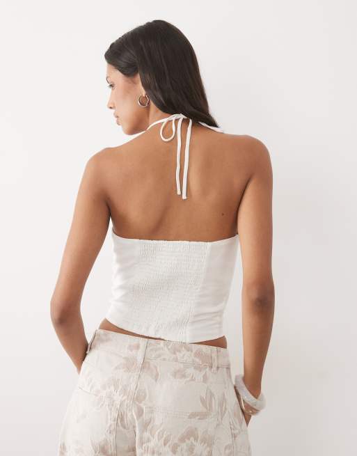 Mango Teen strappy beaded cami top in white, 4 of 4