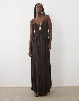 Mango Teen Strappy Maxi Dress In Purple