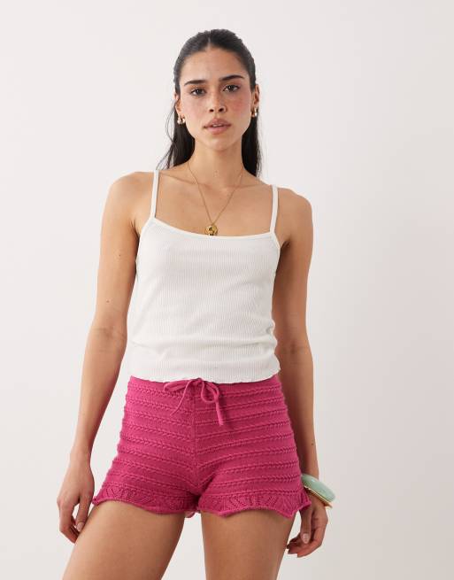 Mango – Teen – Strick-Shorts in Rosa mit Bindegürtel, 2 von 5