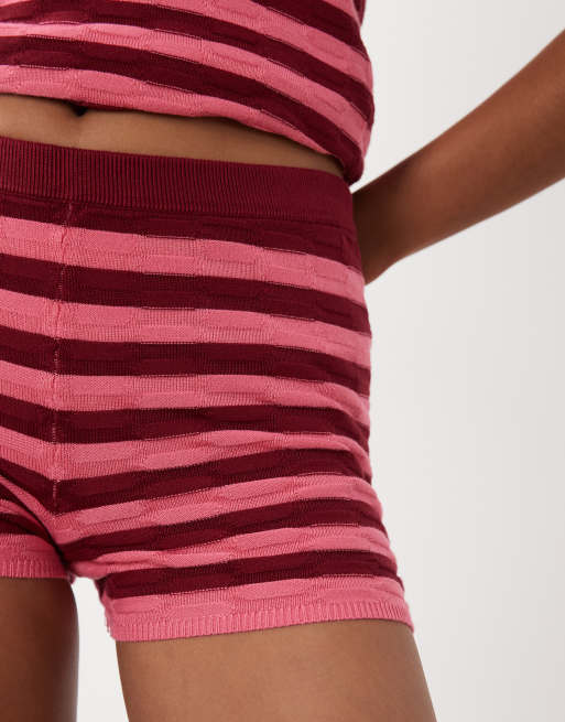 Mango - Teen - Strikkede shorts med lyserøde striber - Del af sæt, 5 af 5
