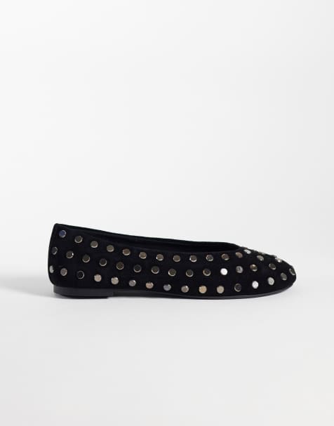 Mango Teen studded ballet flat in black - view 1
