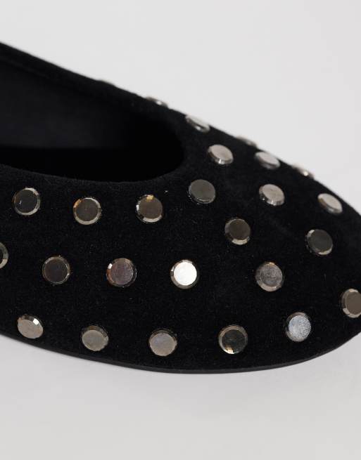 Mango Teen studded ballet flat in black, 3 of 4