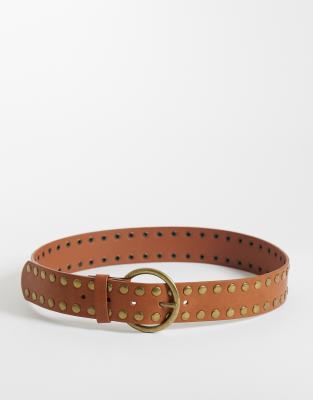 Mango Teen Studded Belt In Brown