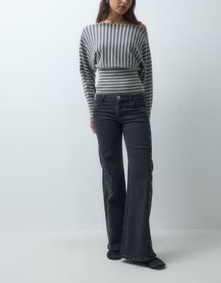 Mango Teen Studded Straight Jean In Black