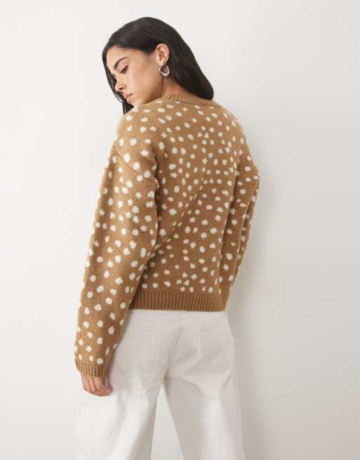 Mango Teen sweater in tan deer print, 4 of 4