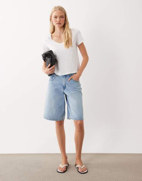 Mango Teen T-shirt con scollo a V e bordo in pizzo bianca - view 1