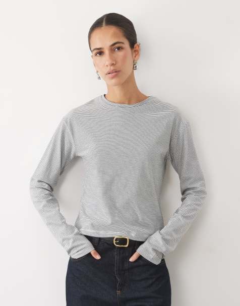 Mango Teen t-shirt med långa ärmar i randigt tryck - view 1