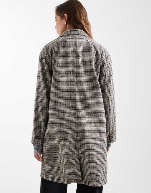 Mango Teen tailored coat in brown check , 4 of 4