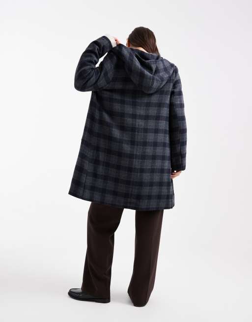 Mango Teen tailored hooden coat in blue check , 2 of 4
