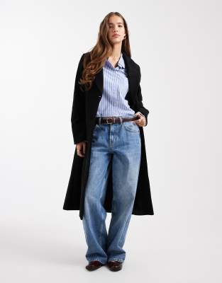 Mango Teen Tailored Maxi Coat In Black