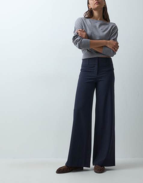 Mango Teen tailored straight trouser in navy - view 1