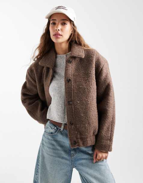 Mango Teen teddy jacket in brown - view 1