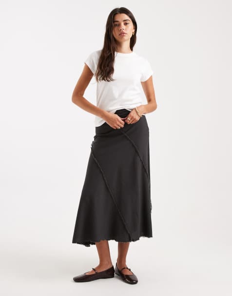 Mango Teen textured maxi skirt in charcoal - view 1