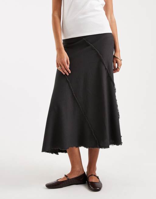 Mango Teen textured maxi skirt in charcoal, 2 of 5
