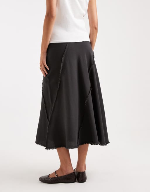 Mango Teen textured maxi skirt in charcoal, 5 of 5