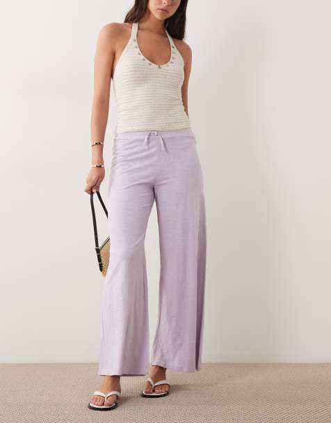 Mango Teen tie waist pants in lilac - view 1