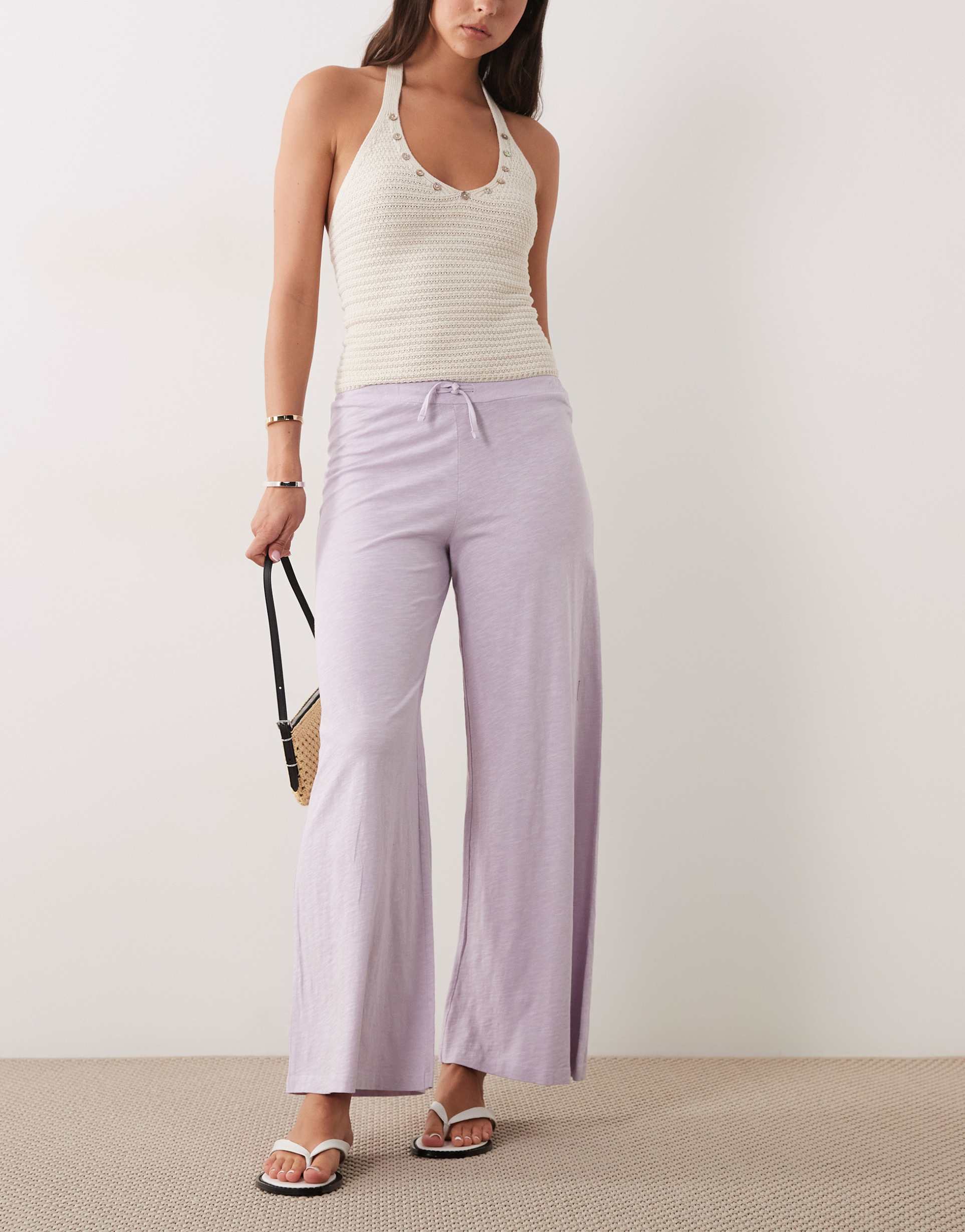 mango teen tie waist pants in lilac