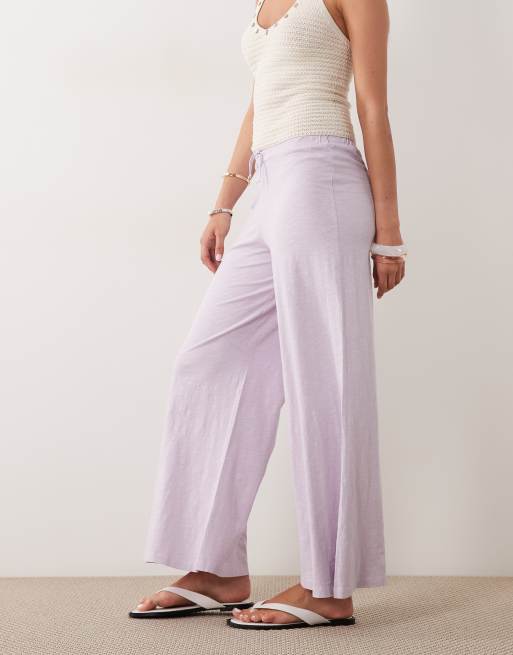 Mango Teen tie waist pants in lilac, 2 of 5