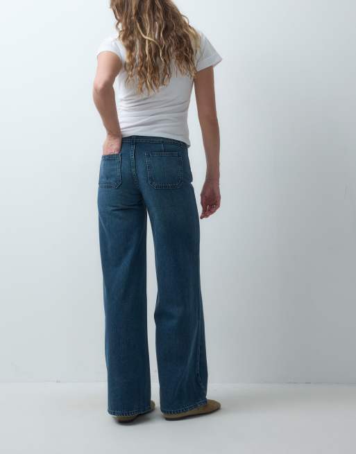 Mango Teen tie waist straight jean in dark blue, 3 of 5