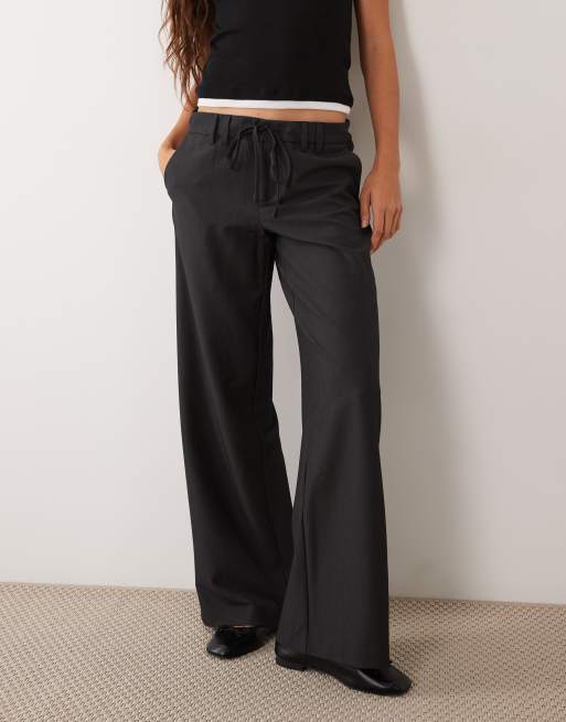 Mango Teen tie waist tailored straight trouser in charcoal, 2 of 5