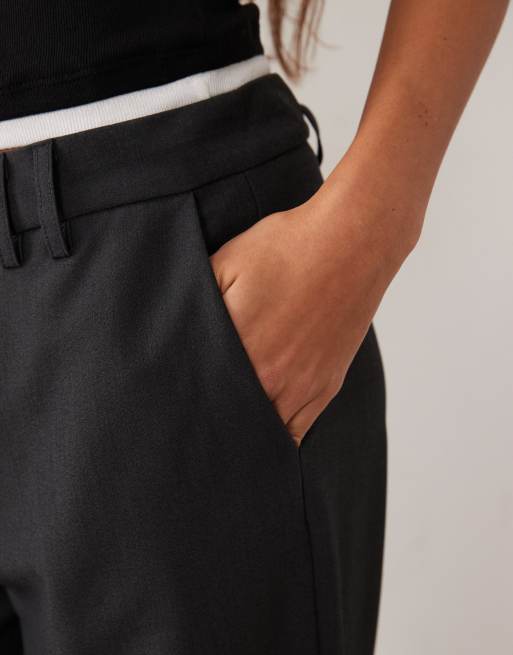Mango Teen tie waist tailored straight trouser in charcoal, 4 of 5