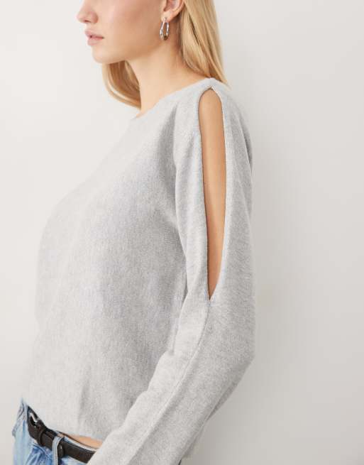 Mango Teen top en maille à manches longues gris, 3 de 4