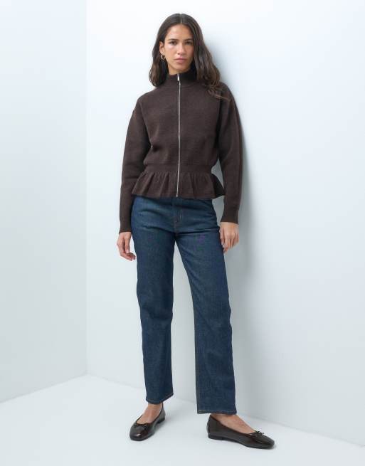 Mango Teen top en maille cintré à la taille à encolure bateau gris, 3 de 4