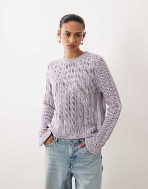 Mango - Teen - Top in maglia sottile viola pastello con maniche svasate - view 1