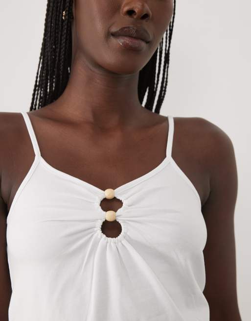 Mango Teen topp med ringdetalj i vitt, 4 av 4