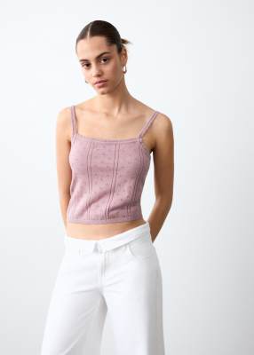 Teen - Trägertop aus Pointelle in Blassrosa Rosa M