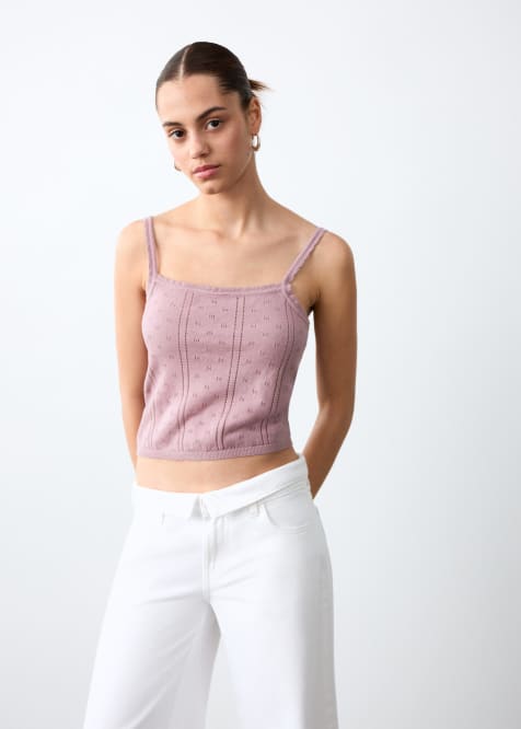 Mango – Teen – Trägertop aus Pointelle in Blassrosa - view 1