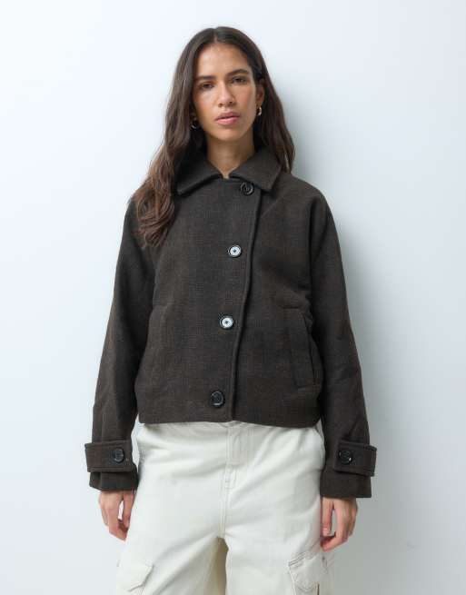 Mango Teen trench corto color cioccolato, 1 di 4
