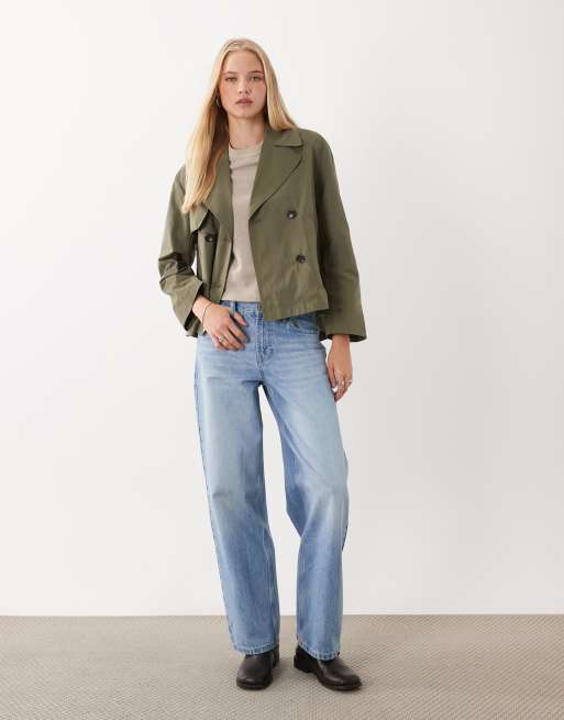 Mango Teen trench corto color kaki