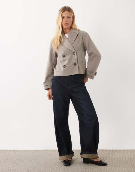 Mango Teen trench corto in misto lana beige, 2 di 4