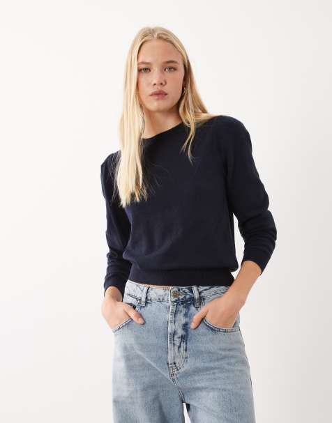 Mango Teen tröja med puffärmar i navy - view 1