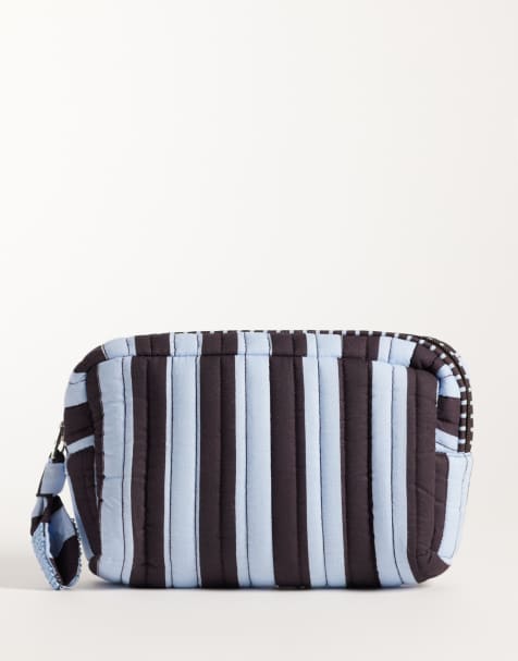 Mango Teen trousse de toilette à imprimé rayures marron et bleu - view 1