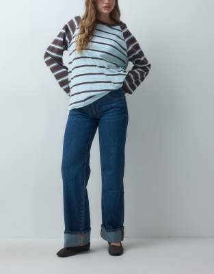 Mango Teen Turn Up Straight Jean In Blue