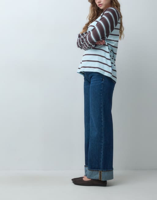 Mango Teen turn up straight jean in dark blue, 2 of 5
