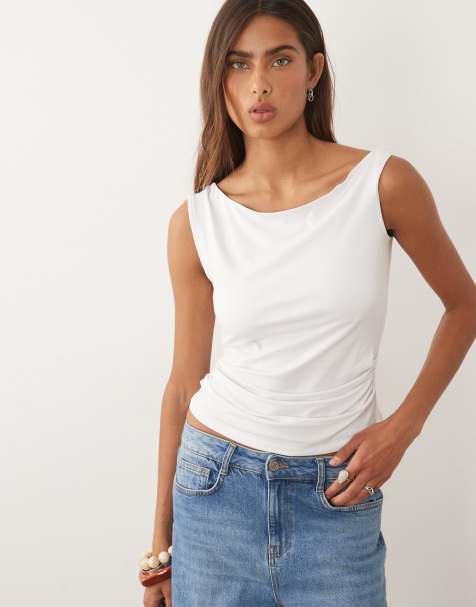 Mango Teen twist strap sleeveless top in white - view 1